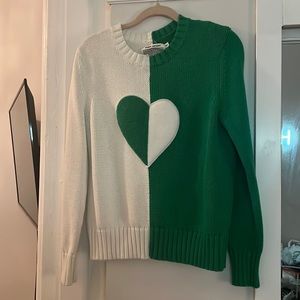 Tory Sport Green/White Heart sweater